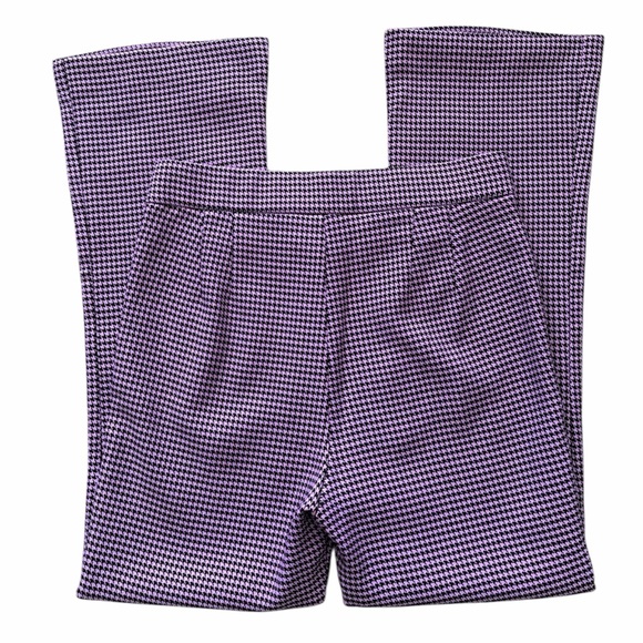 Zara Pink Houndstooth Flare High Waist Stretch Crop Pants Size Small NWOT - Picture 8 of 9